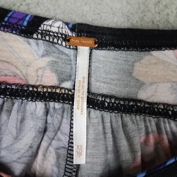 Free People Crop Blouse Women's XS Floral Boho Festival Oversized Resort Vacay - Picture 10 of 11